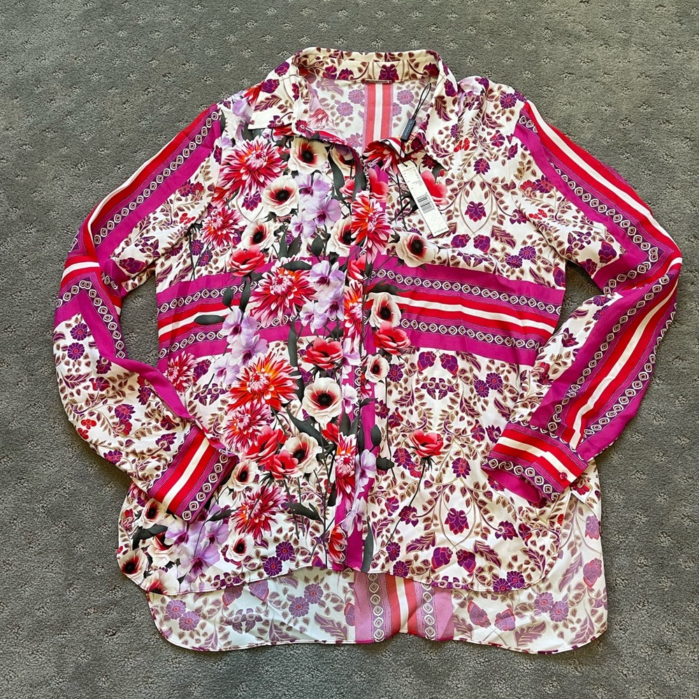 NWT Elie Tahari Silk Button Down